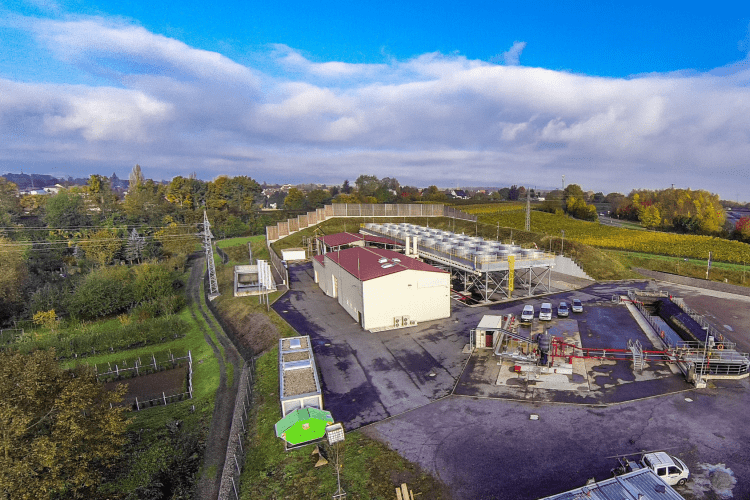 aerial view geothermal power plant insheim